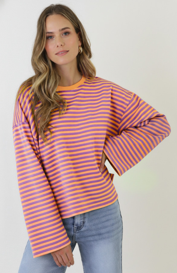Oversized-Strepen-Top-Katoen-Lila-Orange-4