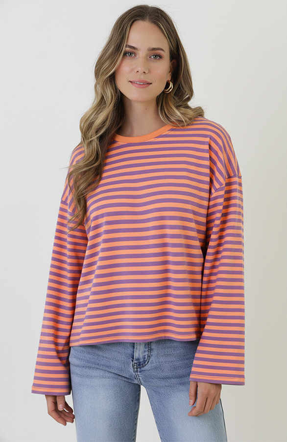 Oversized-Strepen-Top-Katoen-Lila-Orange-5