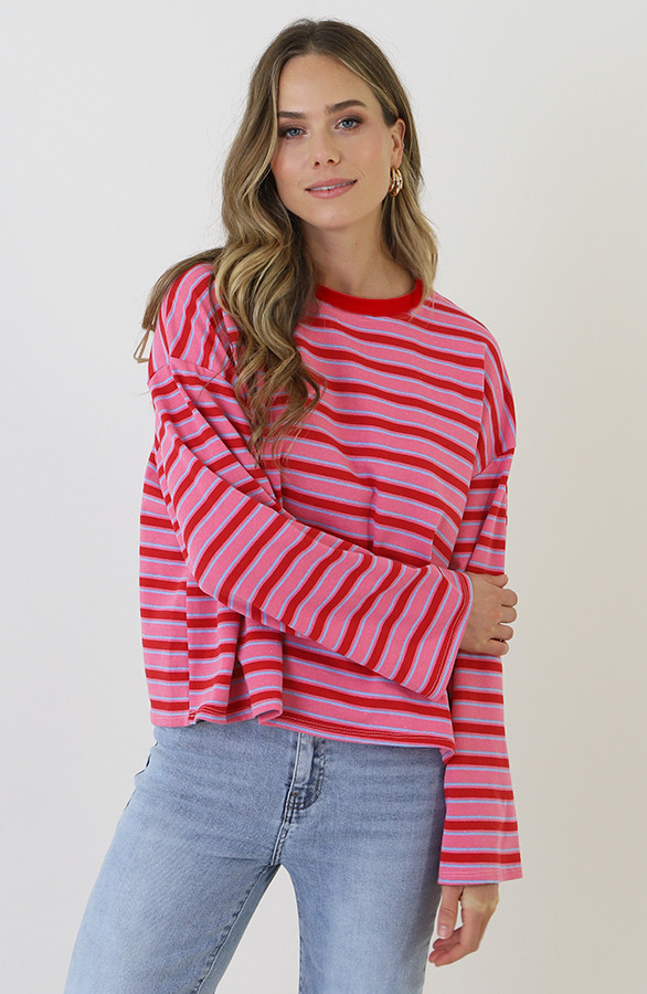 Oversized-Strepen-Top-Katoen-Tricolore-3