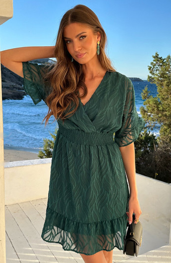 Noa Premium Ruffle Jurk Smaragd