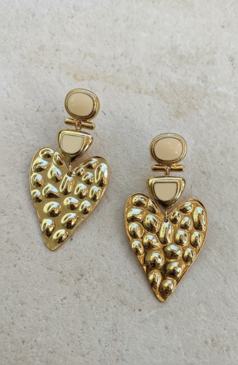 Statement Heart Oorbellen Goud Light Beige