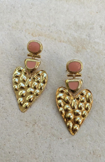 Statement Heart Oorbellen Goud Pink