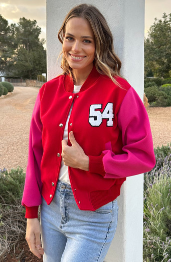Baseball Bomberjacket Fuchsia Red
