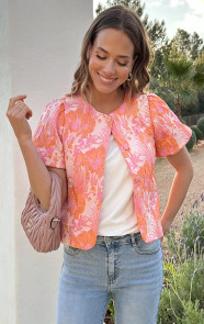 Floral-Jacquard-Puff-Sleeve-Soft-Jacket-2