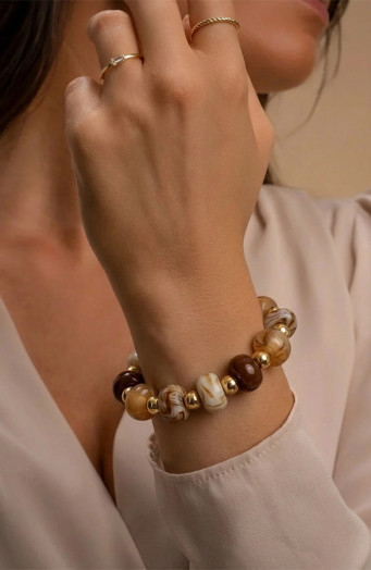 Marble Armband Mix Brown Gold
