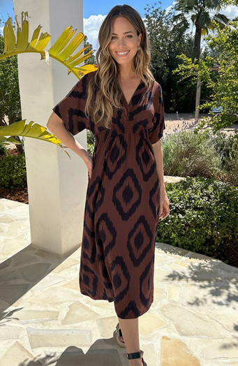 Maxi Dress Oversized Print Choco