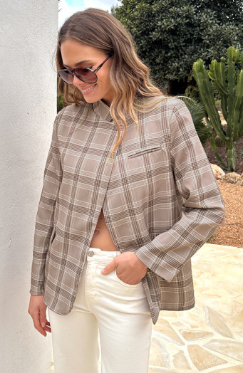 Ruit Blazer Open Front Taupe