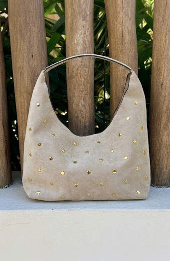 Suedine Studded Boho Shoulder Bag