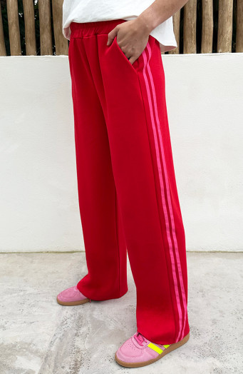 Wide Leg Bies Broek Rood Fuchsia