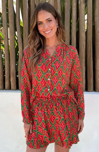Viscose Blouse Met Print Tricolore