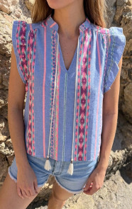 Kelim-Print-Ruffle-Top-Blauw-4
