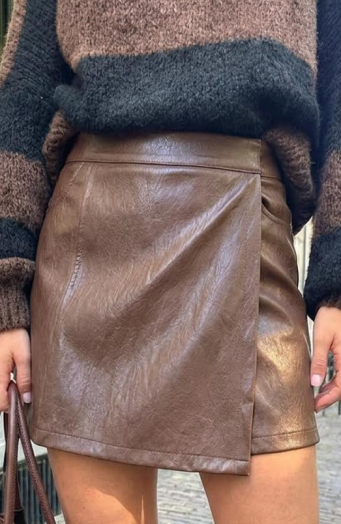 Leather Look Skort Choco
