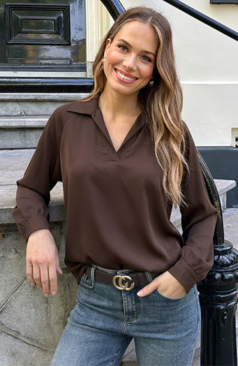 V-hals Blouse Rome Choco